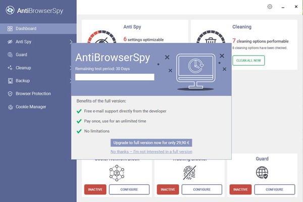 Abelssoft AntiBrowserSpy(系统反间谍软件) V4.09.28655 免费版