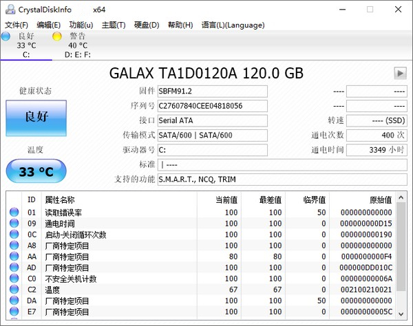 CrystalDiskInfo(硬盘状态检测器) V8.12.4 绿色版