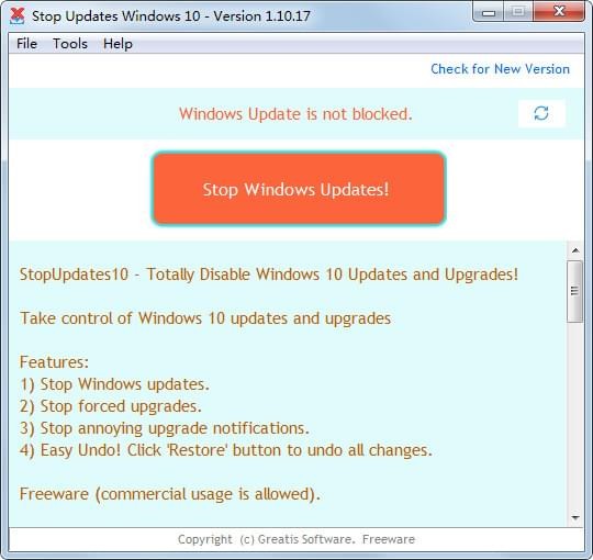 StopUpdates10(win10自动更新关闭工具) V3.6.2021 免费版