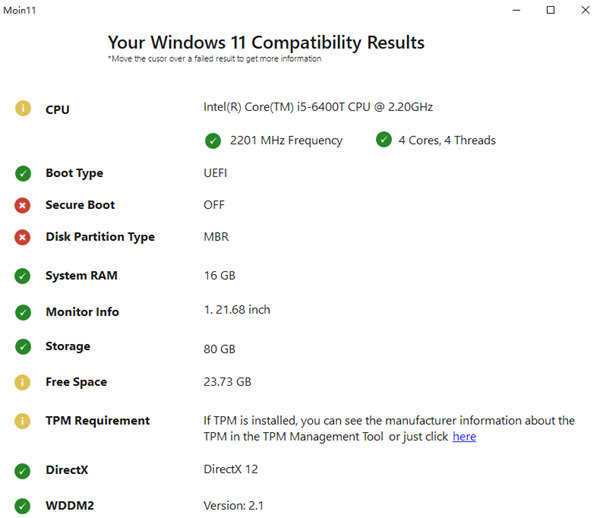 Moin11(Win11兼容检测工具) V0.10.12 绿色免费版