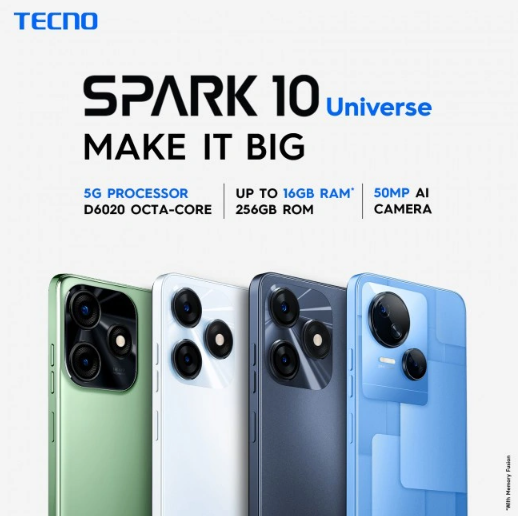 传音Tecno发布最新Spark 10系列手机,配备强劲芯片与摄像头