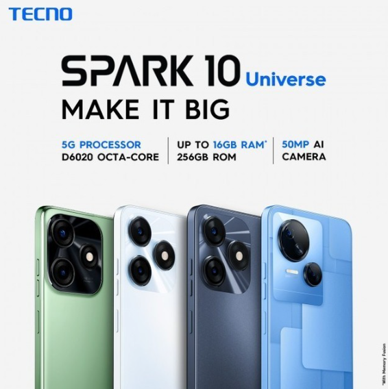 天玑6020芯片搭载,Tecno Spark 10系列手机规格曝光